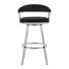 Chelsea Black Faux Leather and Brushed Stainless Steel Swivel Bar Stool 001