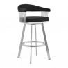 Chelsea Black Faux Leather and Brushed Stainless Steel Swivel Bar Stool 003