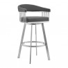 Chelsea Gray Faux Leather and Brushed Stainless Steel Swivel Bar Stool