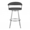 Chelsea Gray Faux Leather and Brushed Stainless Steel Swivel Bar Stool 001
