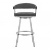 Chelsea Gray Faux Leather and Brushed Stainless Steel Swivel Bar Stool 001