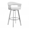 Chelsea White Faux Leather and Brushed Stainless Steel Swivel Bar Stool 001