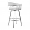 Chelsea White Faux Leather and Brushed Stainless Steel Swivel Bar Stool 002