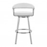 Chelsea White Faux Leather and Brushed Stainless Steel Swivel Bar Stool 003