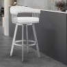 Chelsea White Faux Leather and Brushed Stainless Steel Swivel Bar Stool