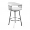 Armen Living Chelsea Faux Leather and Silver Metal Bar Stool 0010