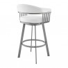 Armen Living Chelsea Faux Leather and Silver Metal Bar Stool 0012