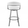 Armen Living Chelsea Faux Leather and Silver Metal Bar Stool 0013