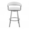 Armen Living Chelsea Faux Leather and Silver Metal Bar Stool 00 011