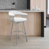 Armen Living Chelsea Faux Leather and Silver Metal Bar Stool 009