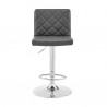 Armen Living Duval Adjustable Gray Faux Leather and Charcoal Swivel Barstool Front
