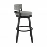 Armen Living Encinitas Outdoor Patio Counter or Bar Height Bar Stool in Aluminum with Wicker and Grey Cushions - Side View - Armen Living Encinitas Outdoor Patio Counter or Bar Height Bar Stool in Aluminum with Wicker and Grey Cushions - Side View