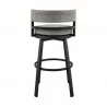 Armen Living Encinitas Outdoor Patio Counter or Bar Height Bar Stool in Aluminum with Wicker and Grey Cushions - Back View - Armen Living Encinitas Outdoor Patio Counter or Bar Height Bar Stool in Aluminum with Wicker and Grey Cushions - Back View