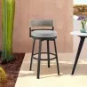 Armen Living Encinitas Outdoor Patio Counter or Bar Height Bar Stool in Aluminum with Wicker and Grey Cushions  - Armen Living Encinitas Outdoor Patio Counter or Bar Height Bar Stool in Aluminum with Wicker and Grey Cushions 