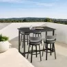 Armen Living Encinitas Outdoor Patio Counter or Bar Height Bar Stool in Aluminum with Wicker and Grey Cushions - Set View - Armen Living Encinitas Outdoor Patio Counter or Bar Height Bar Stool in Aluminum with Wicker and Grey Cushions - Set View