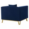 Armen Living Everest Blush/Blue Fabric Upholstered Sofa Accent Chair With Brushed Gold Legs 8