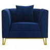 Armen Living Everest Blush/Blue Fabric Upholstered Sofa Accent Chair With Brushed Gold Legs 7