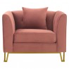 Armen Living Everest Blush/Blue Fabric Upholstered Sofa Accent Chair With Brushed Gold Legs 2