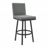 Armen Living Gem Swivel Modern Black Metal and Gray Faux Leather Bar and Counter Stool Side - Armen Living Gem Swivel Modern Black Metal and Gray Faux Leather Bar and Counter Stool Side