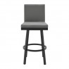 Armen Living Gem Swivel Modern Black Metal and Gray Faux Leather Bar and Counter Stool Front