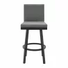 Armen Living Gem Swivel Modern Black Metal and Gray Faux Leather Bar and Counter Stool Front - Armen Living Gem Swivel Modern Black Metal and Gray Faux Leather Bar and Counter Stool Front