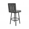 Armen Living Gem Swivel Modern Black Metal and Gray Faux Leather Bar and Counter Stool Back angle