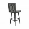 Armen Living Gem Swivel Modern Black Metal and Gray Faux Leather Bar and Counter Stool Back angle - Armen Living Gem Swivel Modern Black Metal and Gray Faux Leather Bar and Counter Stool Back angle