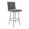 Armen Living Gem Swivel Modern Metal and Gray Faux Leather Bar and Counter Stool Side - Armen Living Gem Swivel Modern Metal and Gray Faux Leather Bar and Counter Stool Side