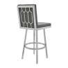 Armen Living Gem Swivel Modern Metal and Gray Faux Leather Bar and Counter Stool Back Angle