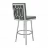 Armen Living Gem Swivel Modern Metal and Gray Faux Leather Bar and Counter Stool Back Angle - Armen Living Gem Swivel Modern Metal and Gray Faux Leather Bar and Counter Stool Back Angle
