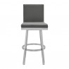 Armen Living Gem Swivel Modern Metal and Gray Faux Leather Bar and Counter Stool Front