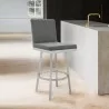 Armen Living Gem Swivel Modern Metal and Gray Faux Leather Bar and Counter Stool - Armen Living Gem Swivel Modern Metal and Gray Faux Leather Bar and Counter Stool