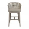 Armen Living Garnet Outdoor Patio Bar Stool in Grey Acacia Wood and Rope- Front View