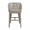 Armen Living Garnet Outdoor Patio Bar Stool in Grey Acacia Wood and Rope- Front View