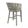 Armen Living Garnet Outdoor Patio Bar Stool in Grey Acacia Wood and Rope- Back Angle View