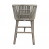 Armen Living Garnet Outdoor Patio Bar Stool in Grey Acacia Wood and Rope- Back View