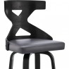 Armen Living Gayle Swivel Cross Back Grey Faux Leather and Black Wood Bar Stool Half