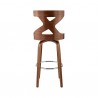 Armen Living Gayle Swivel Cross Back Cream Faux Leather and Walnut Wood Bar Stool Back