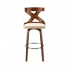 Armen Living Gayle Swivel Cross Back Cream Faux Leather and Walnut Wood Bar Stool Front