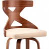 Armen Living Gayle Swivel Cross Back Cream Faux Leather and Walnut Wood Bar Stool Half Front