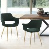 Gigi Green Velvet Dining Room Chair with Gold Metal Legs - Set of 2