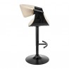 Armen Living Gionni Adjustable Swivel Cream Faux Leather and Black Wood Bar Stool with Black Base Side