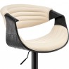 Armen Living Gionni Adjustable Swivel Cream Faux Leather and Black Wood Bar Stool with Black Base  Front Half