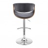 Armen Living Gionni Adjustable Swivel Gray Faux Leather and Walnut Wood Bar Stool with Chrome Base Back