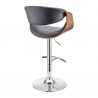 Armen Living Gionni Adjustable Swivel Gray Faux Leather and Walnut Wood Bar Stool with Chrome Base Back