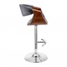 Armen Living Gionni Adjustable Swivel Gray Faux Leather and Walnut Wood Bar Stool with Chrome Base Side