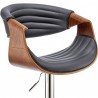 Armen Living Gionni Adjustable Swivel Gray Faux Leather and Walnut Wood Bar Stool with Chrome Base Half Front
