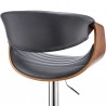 Armen Living Gionni Adjustable Swivel Gray Faux Leather and Walnut Wood Bar Stool with Chrome Base Back Half