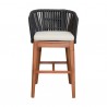 Armen Living Garnet Outdoor Patio Bar Stool in Natural Acacia Wood and Black Rope- Front