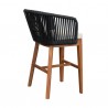 Armen Living Garnet Outdoor Patio Bar Stool in Natural Acacia Wood and Black Rope Back Angle